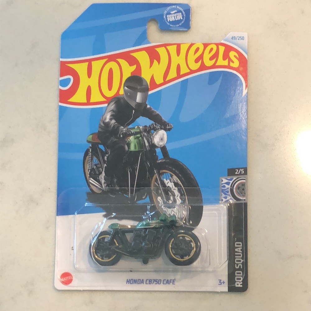 Mattel Hot Wheels Honda CB750 Café Motorcycle - Green and Black